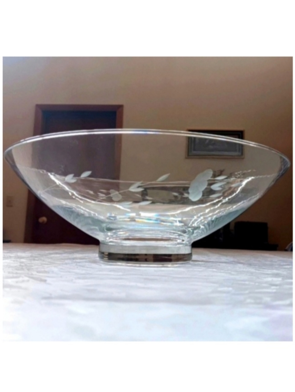 Vintage Princess House Large Crystal Bowl | Heritage Etched Pattern